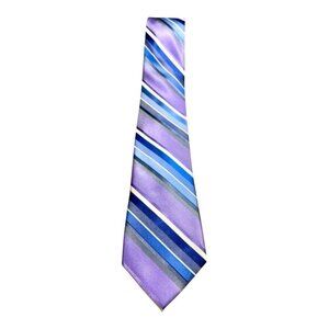 Van Heusen Purple & Lavender and Blue & Ivory Striped Tie100%Silk Aprox 3.25”